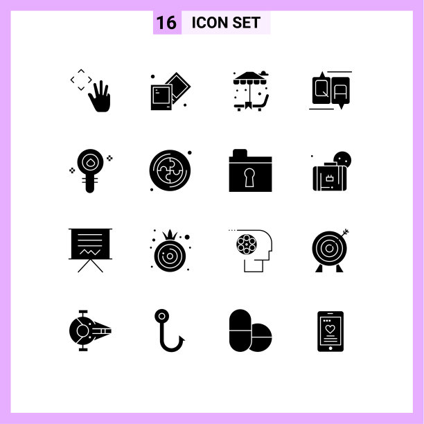 在栅格上设置16个固体符号用于化学图片下载