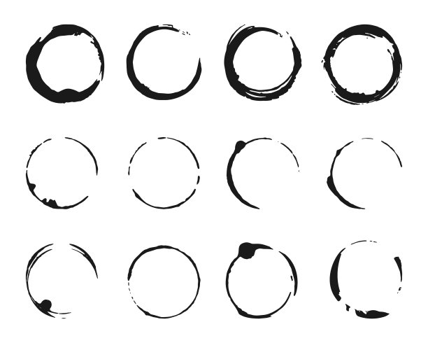 墨笔画圈咖啡圈套图片下载