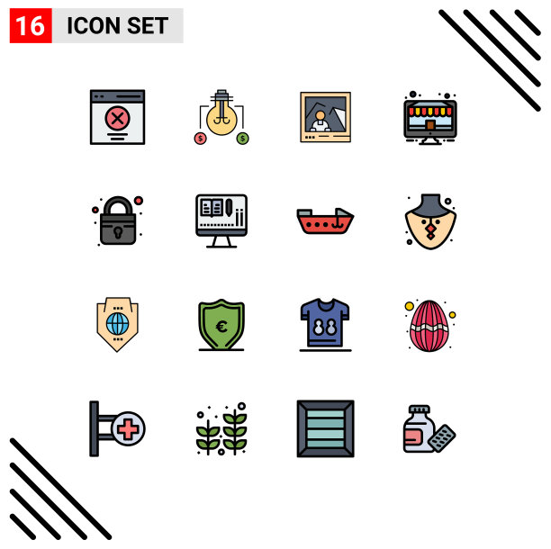 16平面颜色填充线概念的网站图片下载