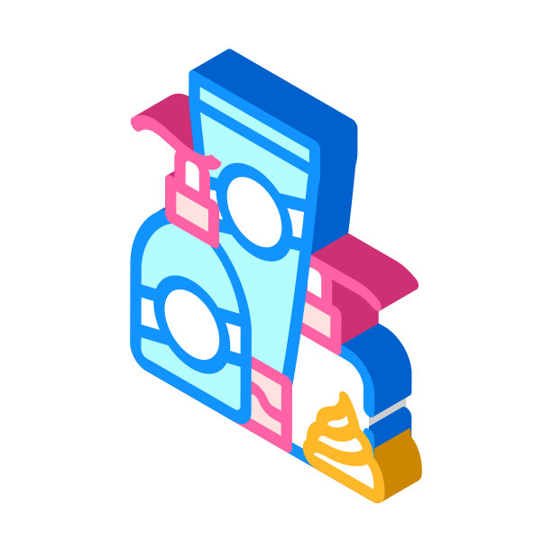 手霜和乳液等距图标矢量插图图片下载