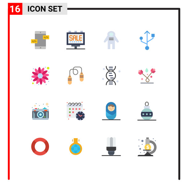 移动界面平面颜色设置16个象形图图片下载