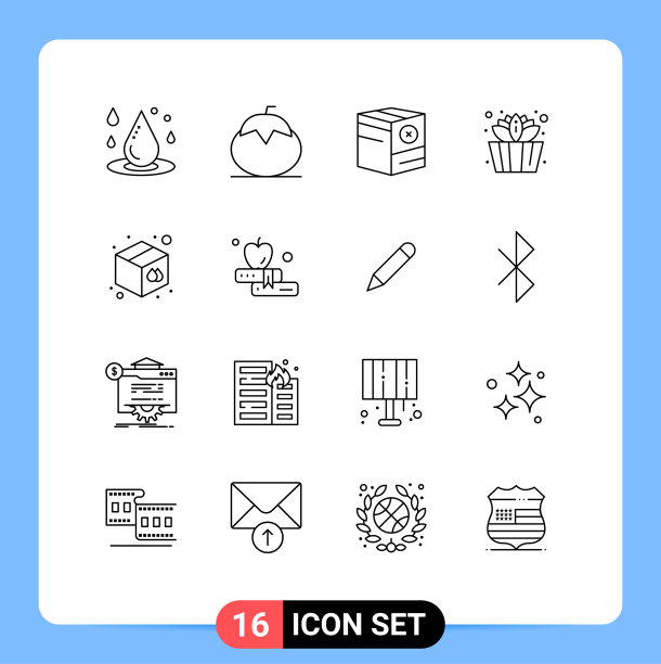 16个创意图标的现代标志和符号图片下载