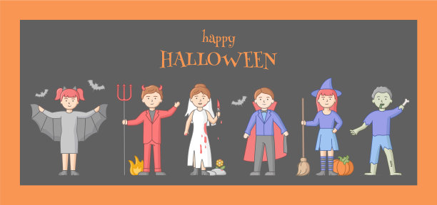 万圣节派对庆祝概念集人图片下载
