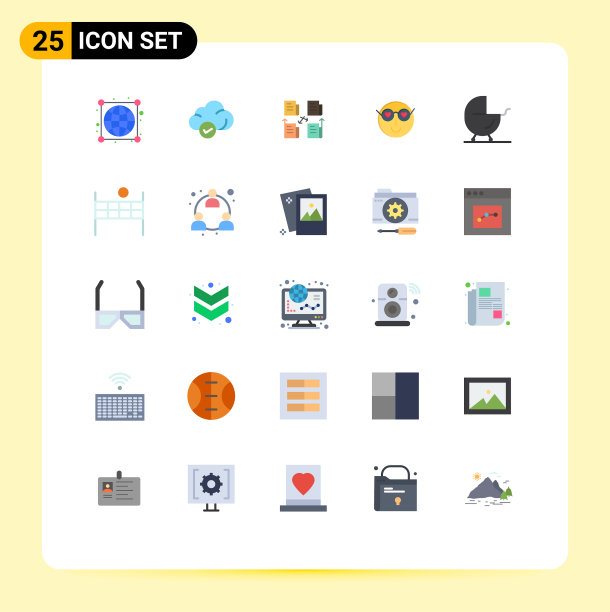 25个主题平色和可编辑的符号图片下载