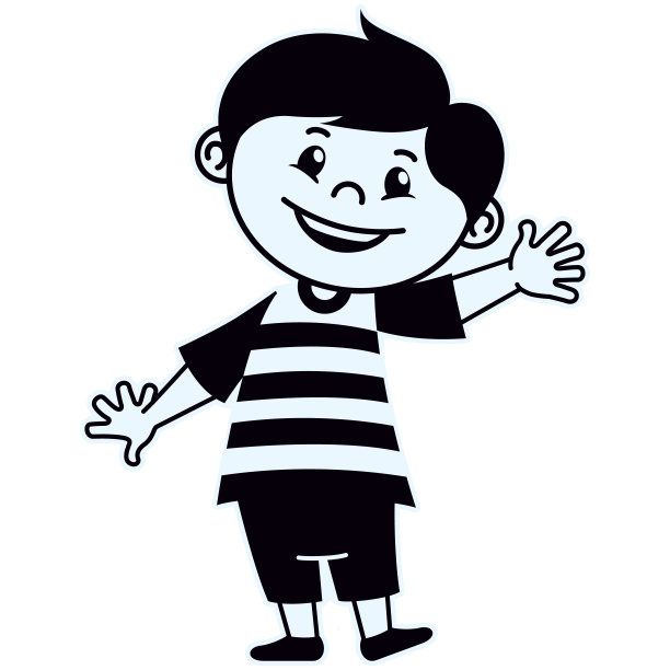 插图代表黑头发男孩与黑色线艺术。理想的目录，通讯和机构材料图片下载