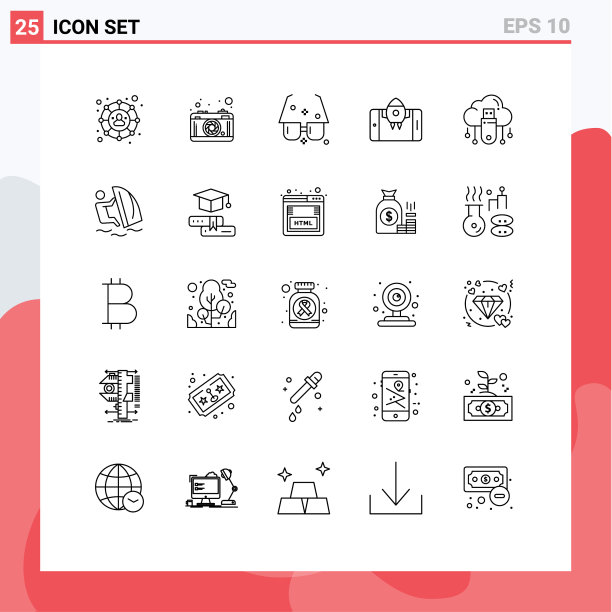 25个主题线和可编辑符号数据图片下载