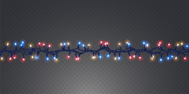 圣诞花环。明亮的圣诞灯图片下载