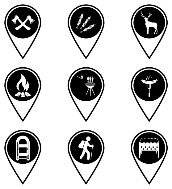 设置地图指针与旅行和露营图片下载