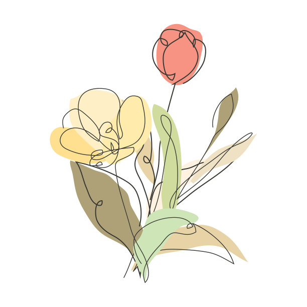 花卉无缝图案线条艺术图片下载