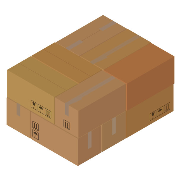 一个大硬纸板箱，许多盒子密封包装图片下载