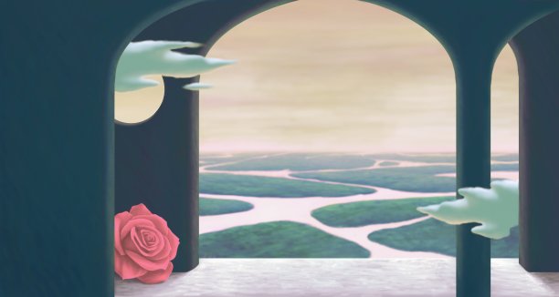 超现实门与自然背景，绘画艺术，想象艺术，概念插画图片下载