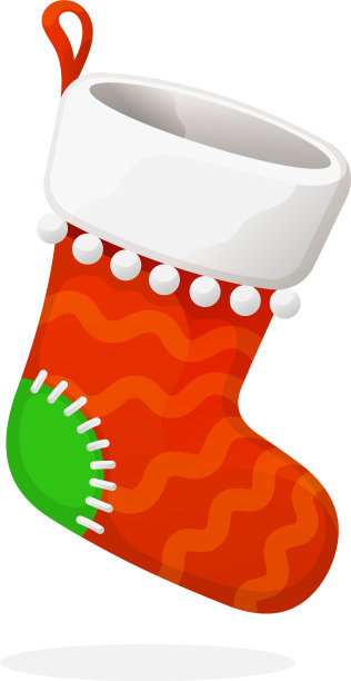 扁平的圣诞红袜子作为礼物图片下载