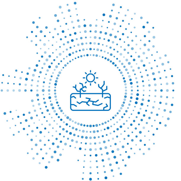 蓝线干旱图标孤立在白色背景上。抽象的圆随机点。向量图片下载