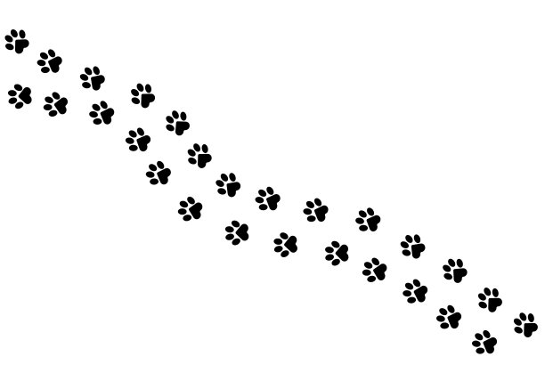 猫、狗、小狗的爪子。简单的动物足迹图案，用于床上用品，织物，背景，网站，明信片，婴儿印花，棕色纸。矢量插图。图片下载