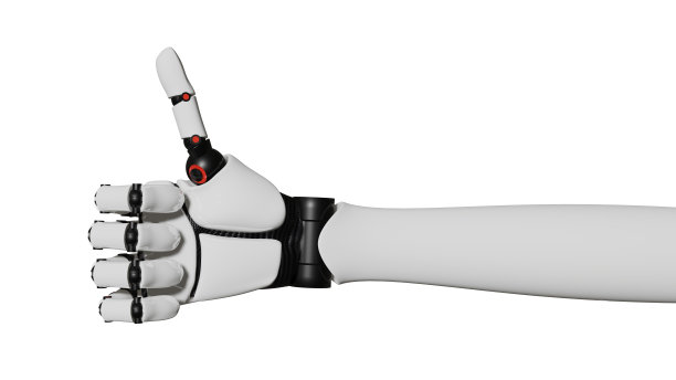 人形手竖起大拇指。机器人技术。3 d渲染。图片下载