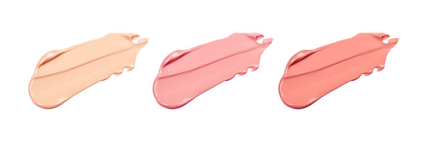 精致的浅米色色调粉底在白色背景上。粉色的色调。不同色调的BB霜隔离。化妆和皮肤护理的化妆品。横幅美容。图片下载