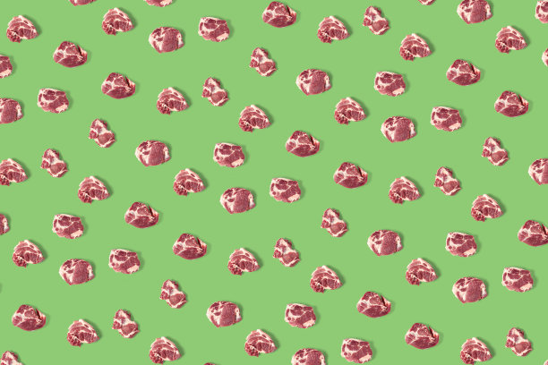 背景以生猪肉片为绿色背景，生食品为背景，不图案图片下载