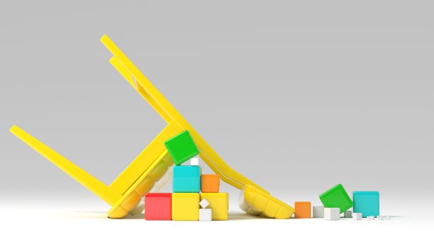 六面体块堆叠的三维渲染。图片下载