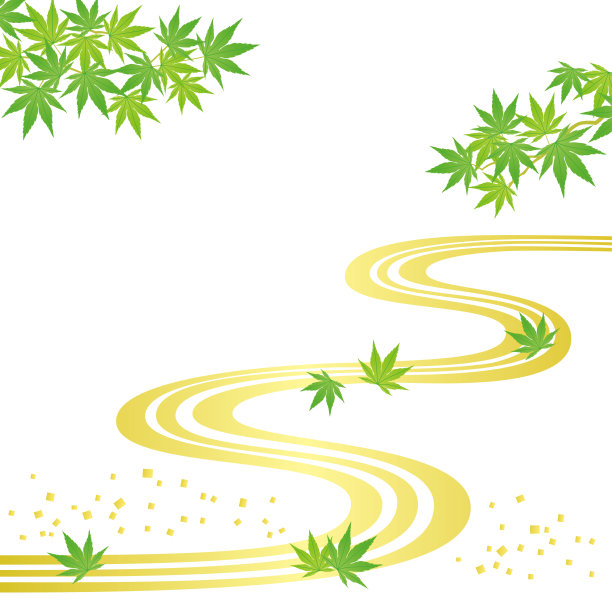 背景是小枫叶和流水。亚洲的形象。图片下载