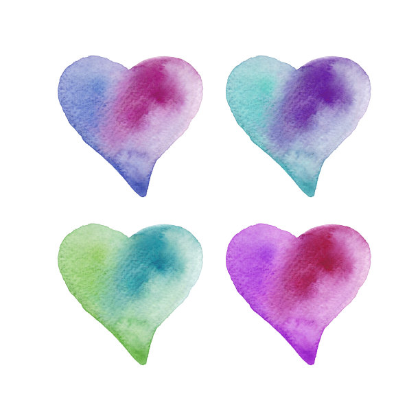 一套水彩心图片下载