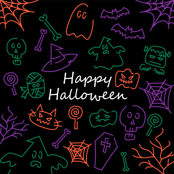 霓虹风格的万圣节插图图片下载