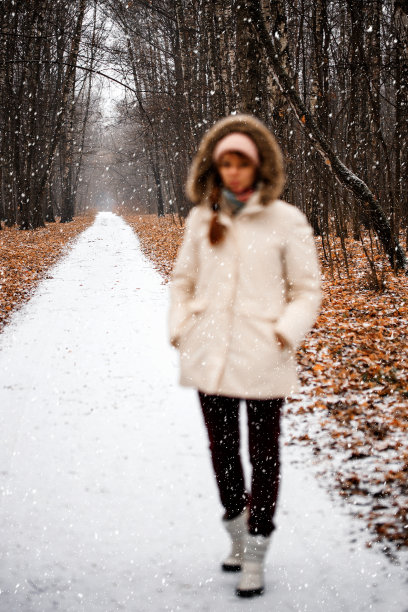 特兰迪:模糊冬日女孩图片下载