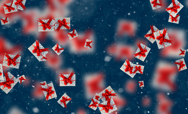 圣诞快乐，节日快乐，贺卡，相框，横幅。圣诞背景与大套美丽的礼物或礼物盒。三维演示图片下载