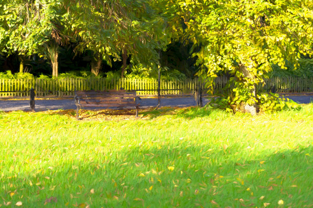 秋天的公园长椅图片下载