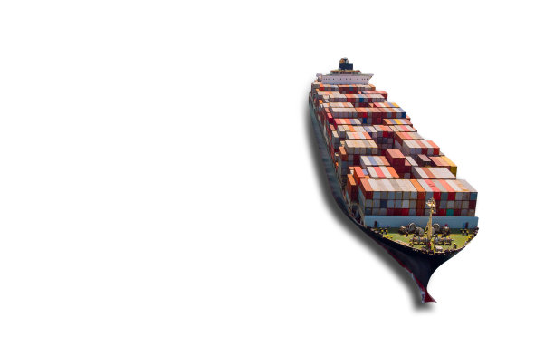国际集装箱货船的物流和运输隔离在白色背景上图片下载