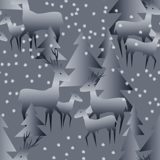 鹿群在冬天的森林里天衣无缝。图片下载