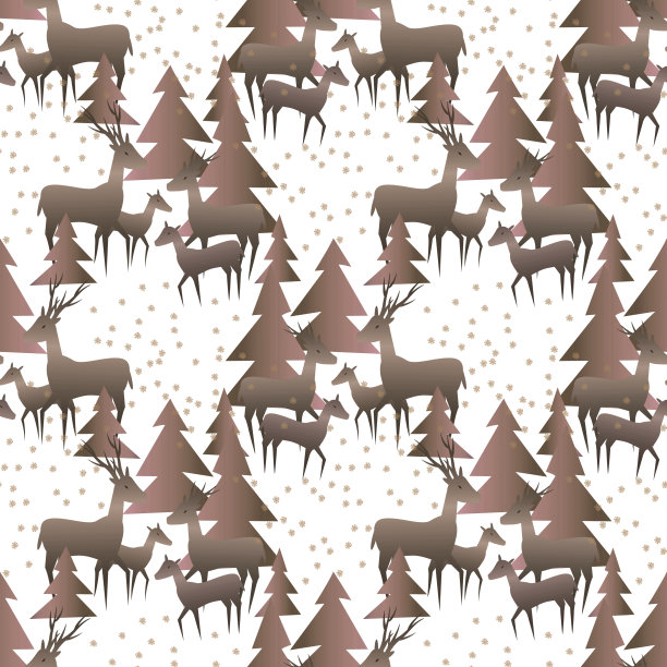 鹿群在冬天的森林里天衣无缝。图片下载