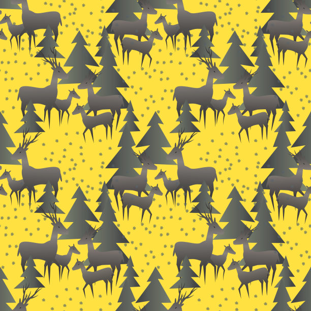 鹿群在冬天的森林里天衣无缝。图片下载