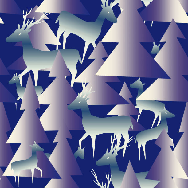 鹿在森林无缝模式，模板。图片下载