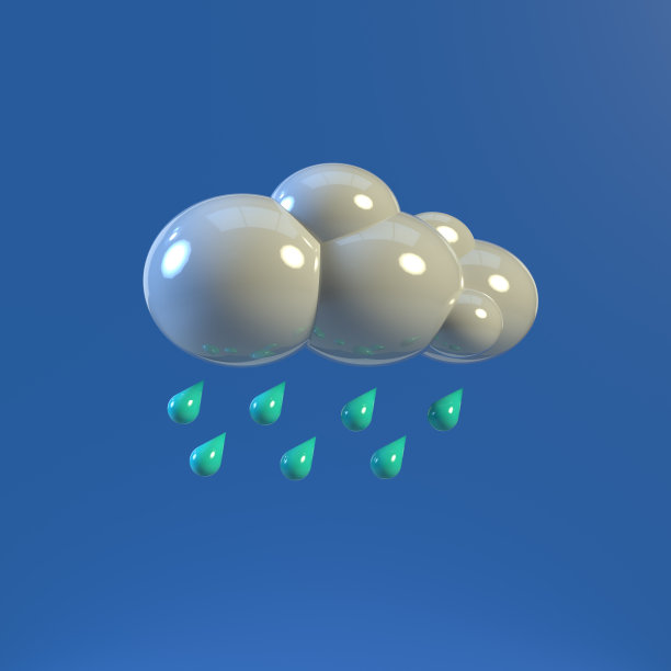 云与雨滴的3d插图。图片下载