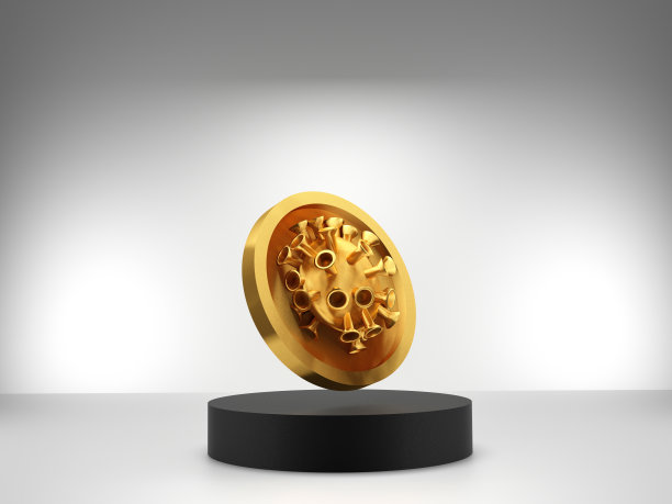 冠状病毒硬币的3D渲染图片下载