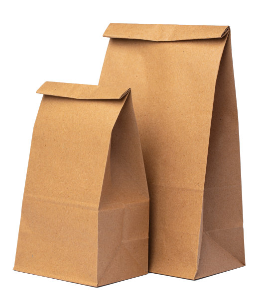 牛皮纸包装的食品在白色的背景图片下载