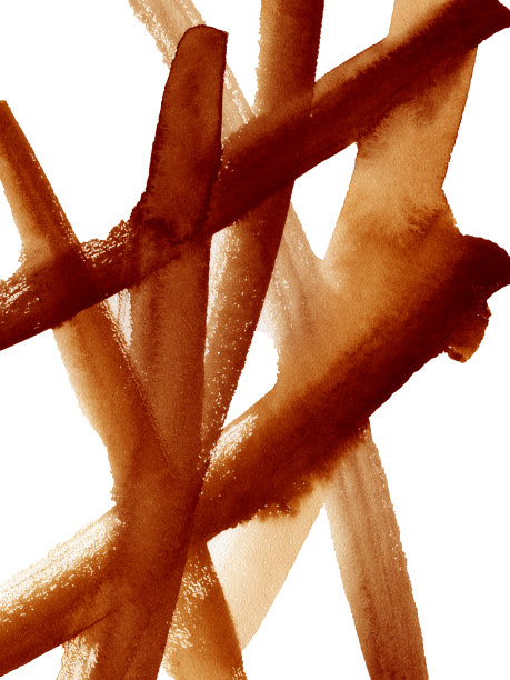 水彩棕色垃圾笔触孤立的白色，手绘插图图片下载