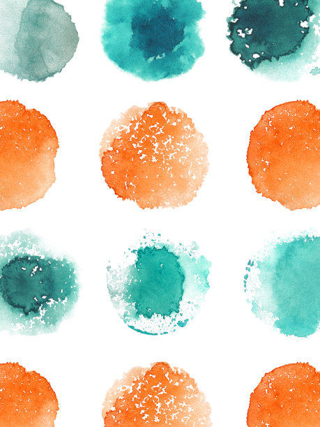 抽象水彩圆和污点背景孤立在白色。图片下载