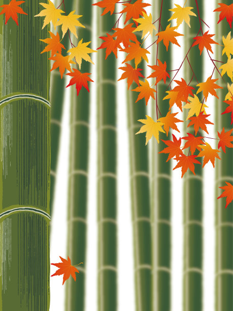 秋叶和竹子的背景图片下载