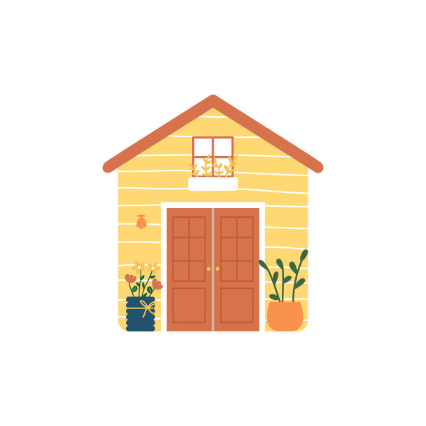 可爱的小房子插图。新小家乔迁打印礼物。图片下载