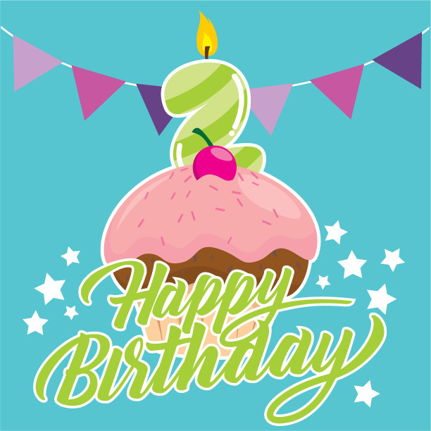 两岁孩子的生日纸杯蛋糕图片下载