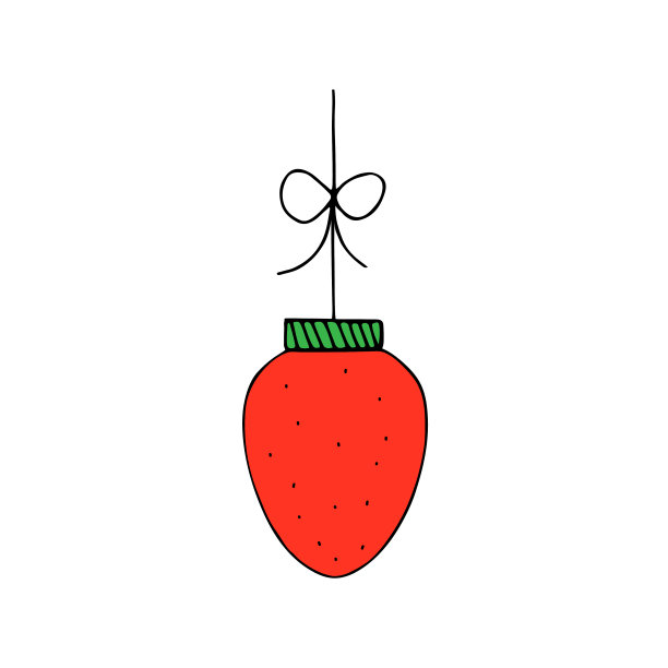 一个草莓孤立在白色背景上的红色轮廓矢量插图看起来像一个装饰的圣诞球图片下载