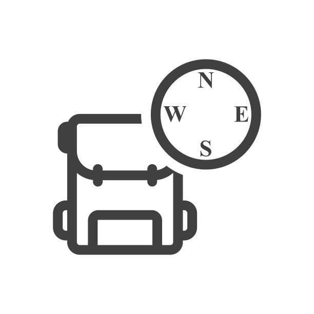 旅行背包简单的线性图标与指南针。一组旅行者的图像。孤立的矢量在一个纯白色的背景。图片下载