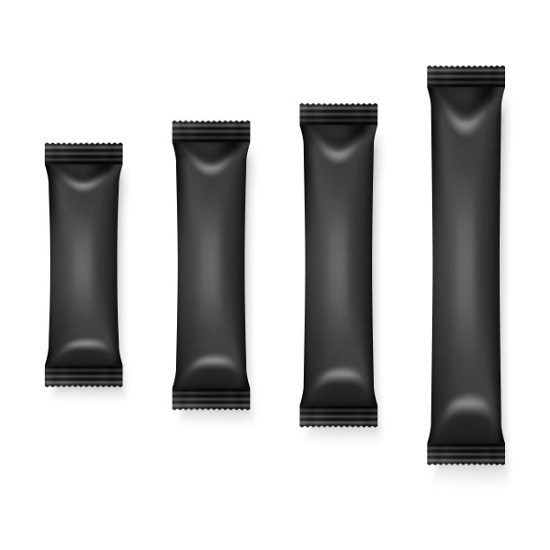 矢量3d现实黑色空白包装图标设置封闭的白色背景。采购产品咖啡，茶，盐，糖，香料包装，小袋。模型包装设计模板。俯视图图片下载