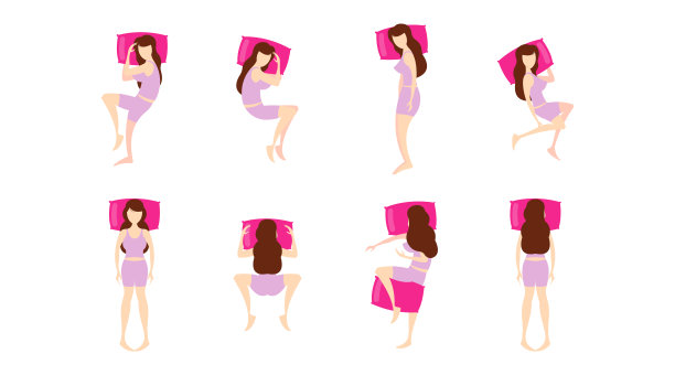 平面女人睡觉姿势矢量插图集图片下载