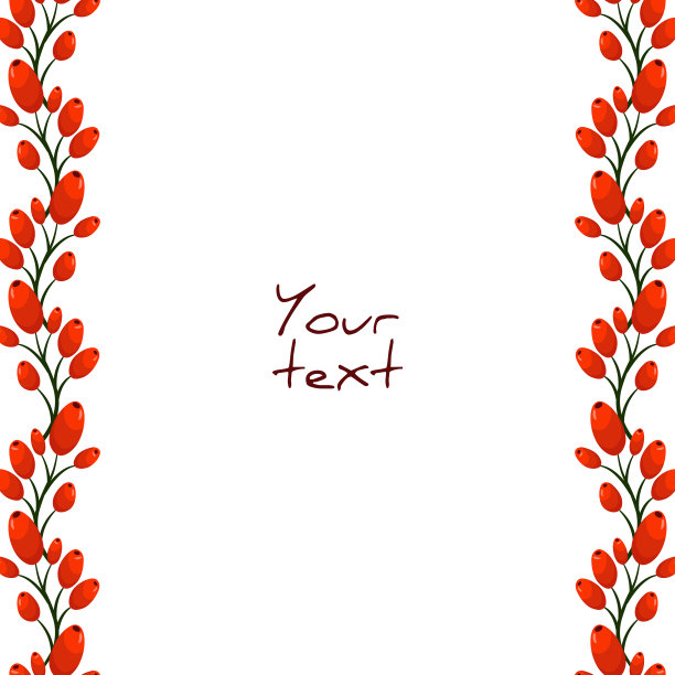 矢量背景与barberry;垂直莓树枝，贺卡，请柬，海报，横幅。图片下载