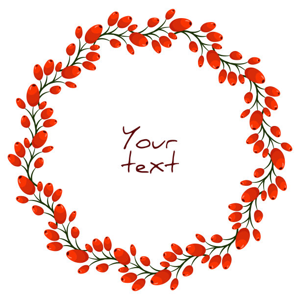 向量伏牛花花环;贝瑞框架贺卡，邀请，海报，横幅。图片下载