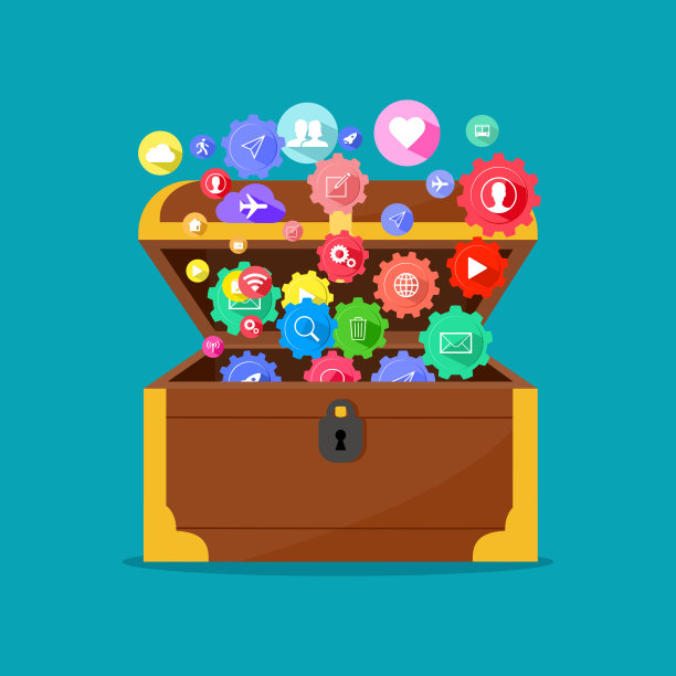 交流宝箱中的图标。媒体是一笔财富图片下载