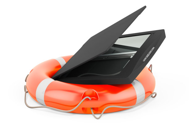 扫描仪与救生带，3D渲染隔离在白色背景图片下载