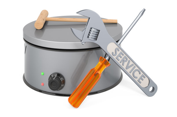 烤饼机或薄饼机的维修和服务，白色背景上独立的3D渲染图片下载